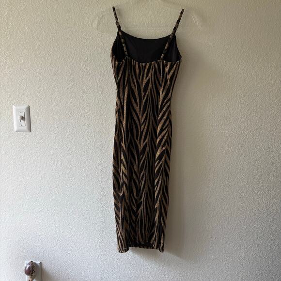 Y2K Glamcore Coquette Zebra Glitter Slip Dress | Derek & Heart | Size S - Picture 2 of 7